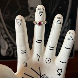 Real ruby and diamonds set in white gold. Engagement ring. Size 6.